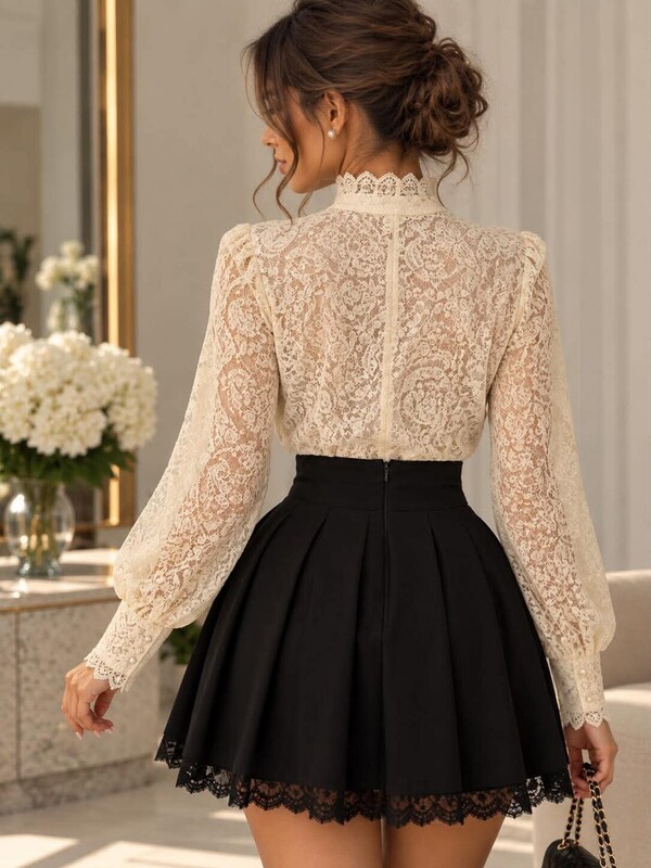 Cămașă Damă Elegantă din Dantelă – Élodie